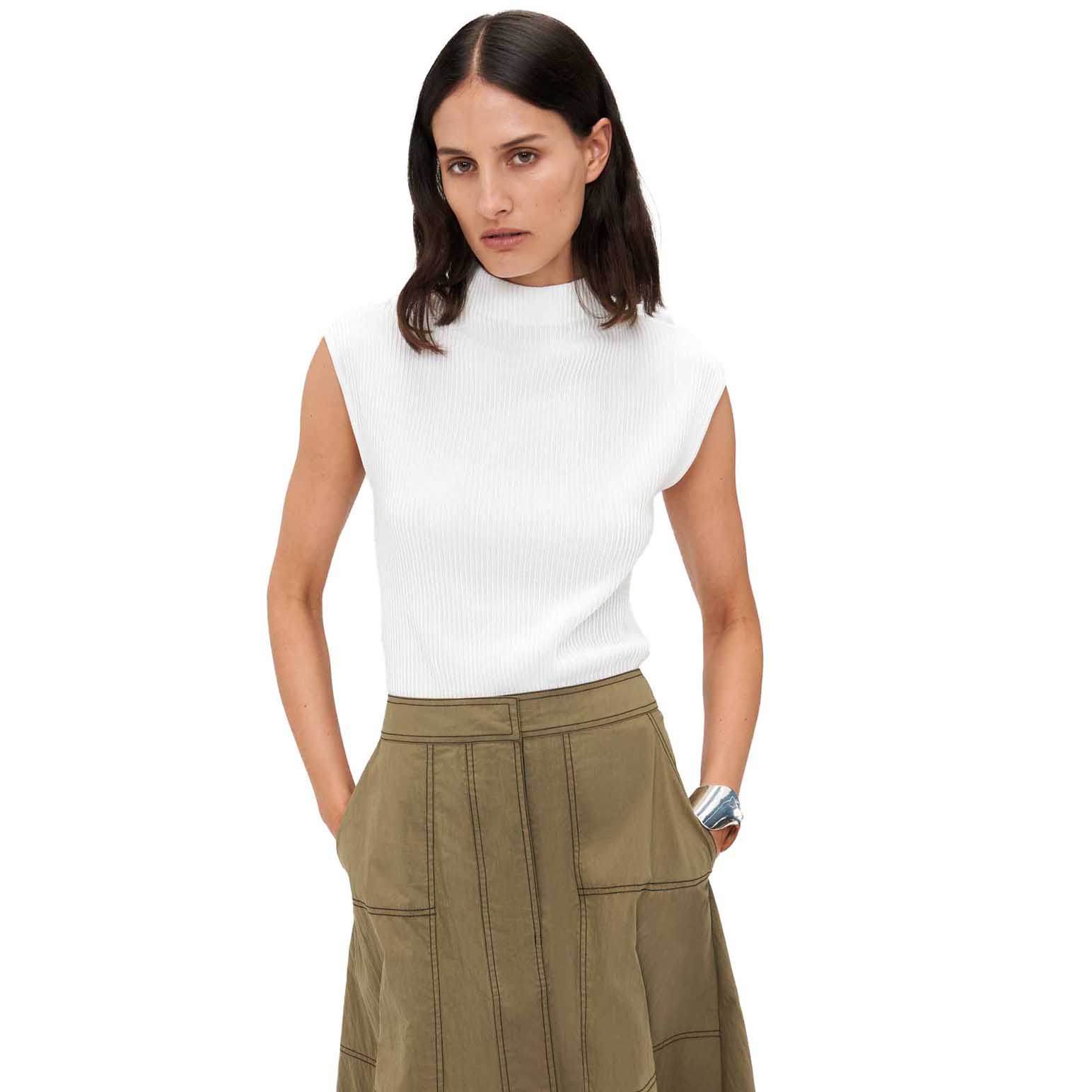 Veronika Maine Funnel Neck Ottoman Knit